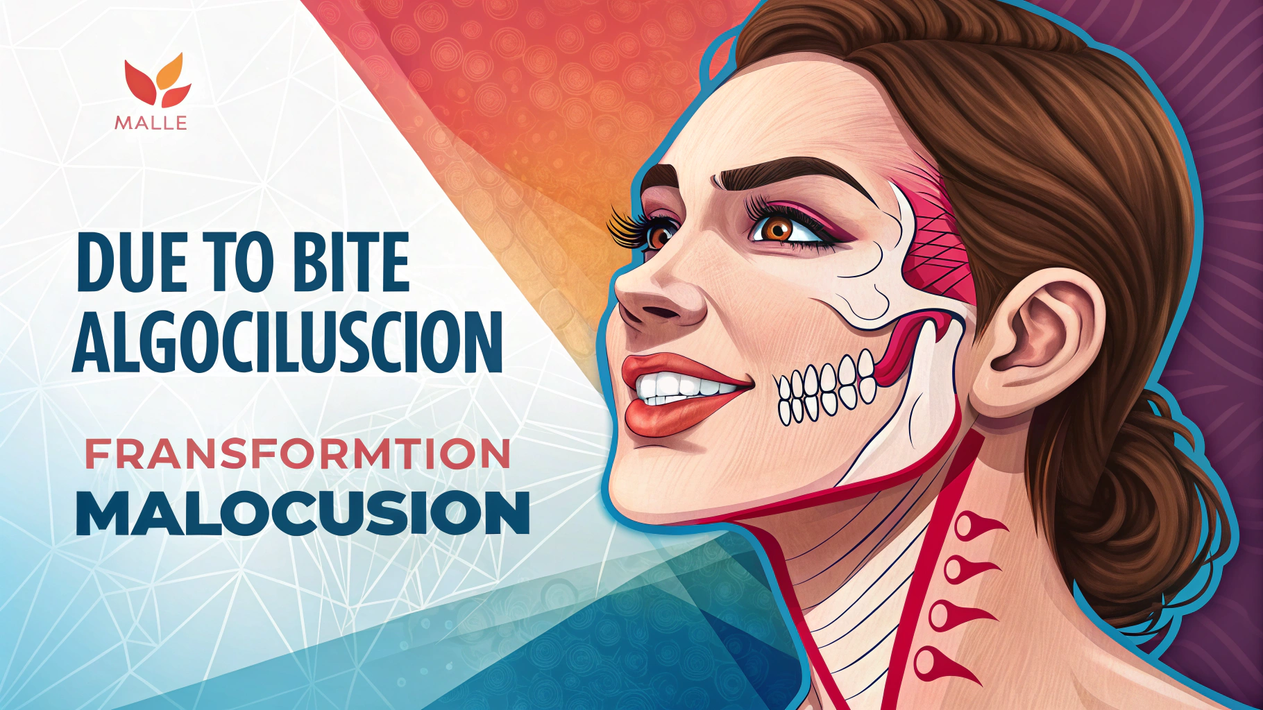 かみ合わせが悪くて顔が変わる様子のイラスト