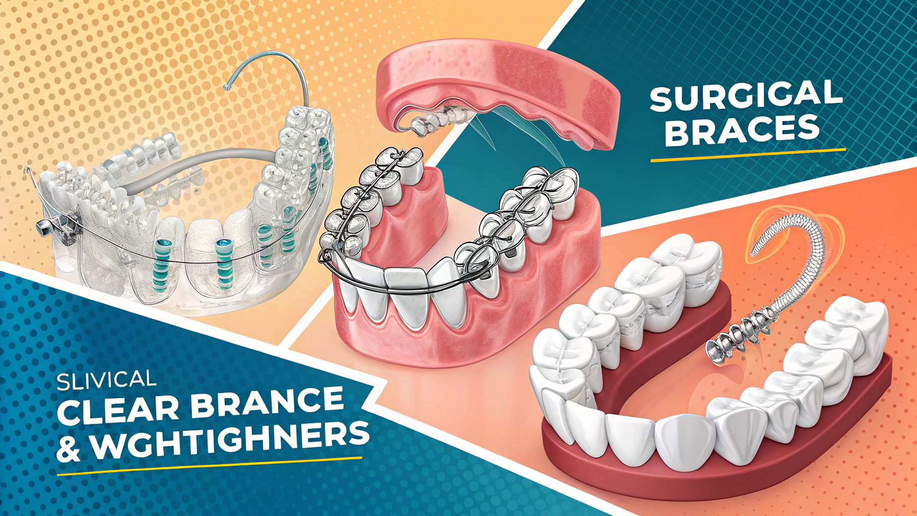 いろいろな種類の歯の矯正器具