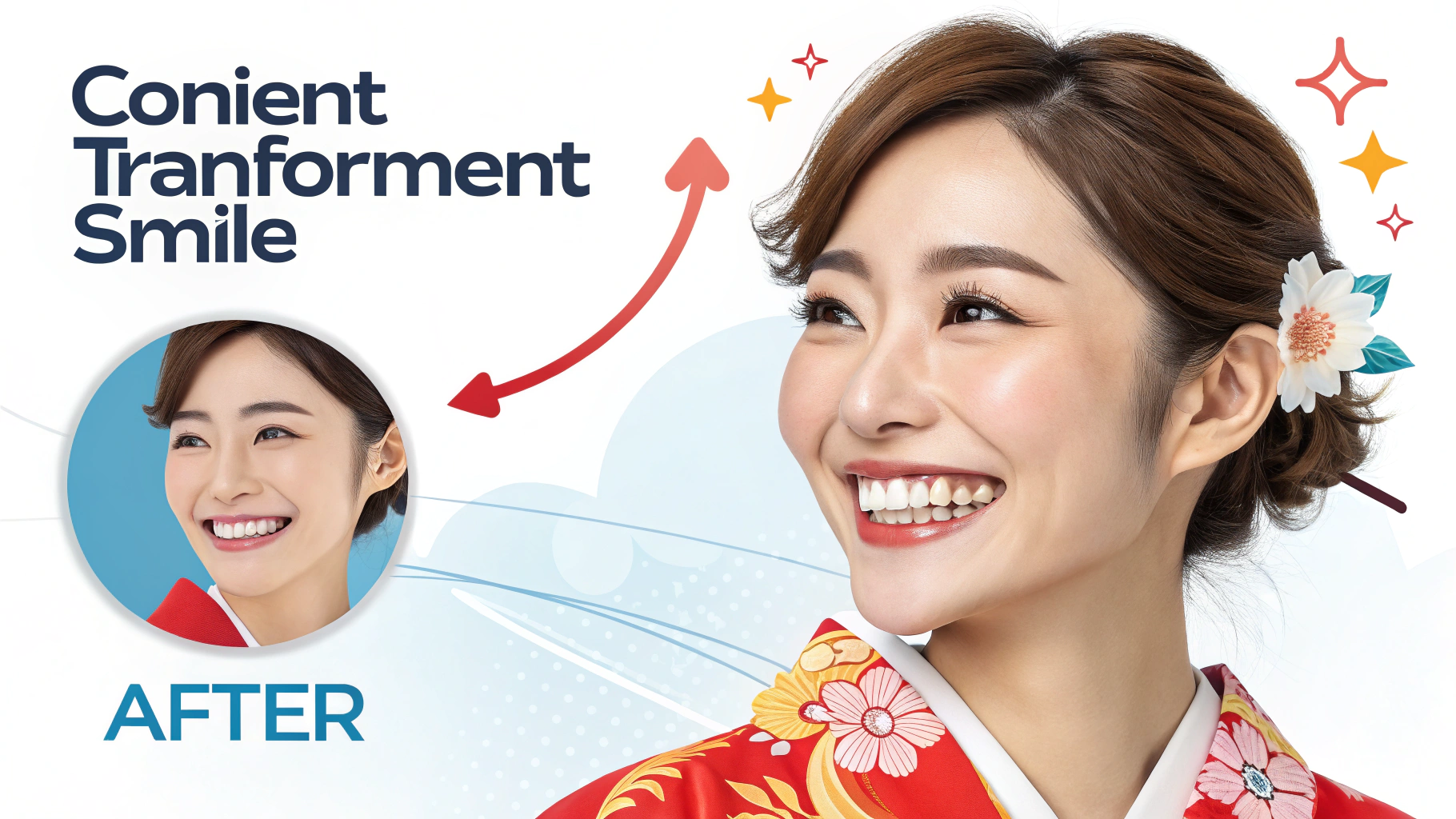 歯の矯正治療後の笑顔の女性