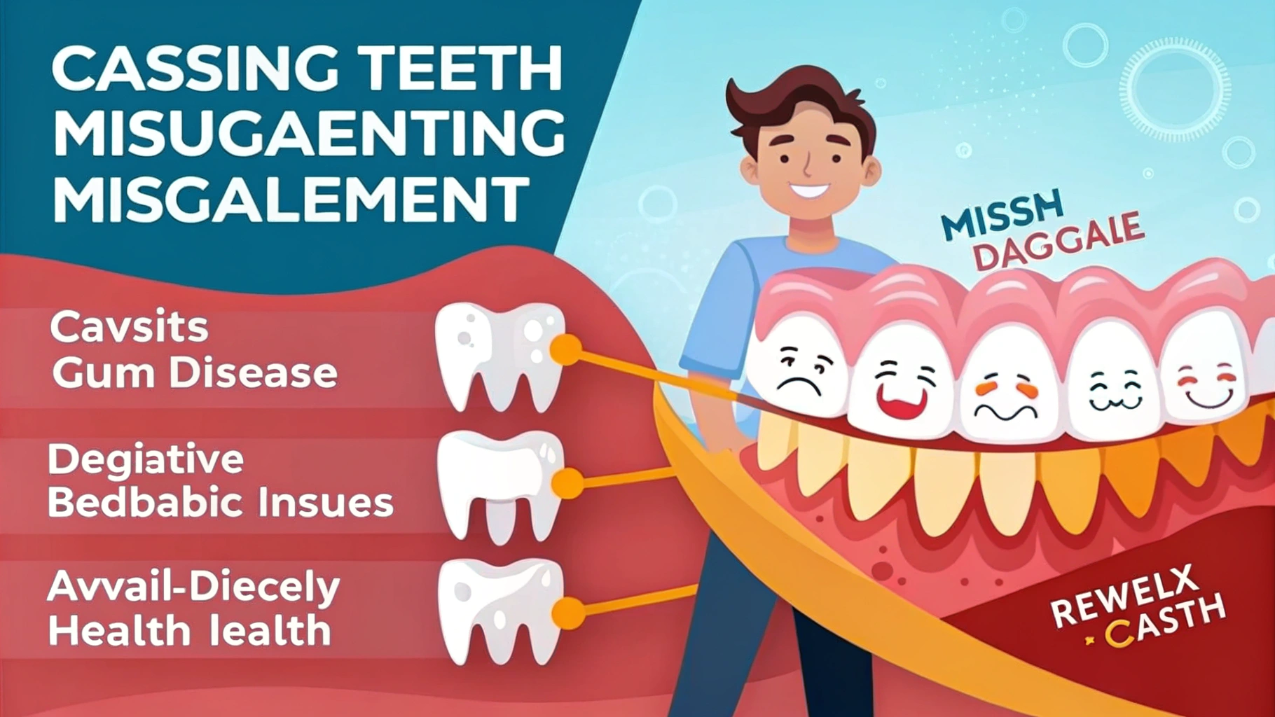 むし歯や歯ぐきの病気を説明するイラスト