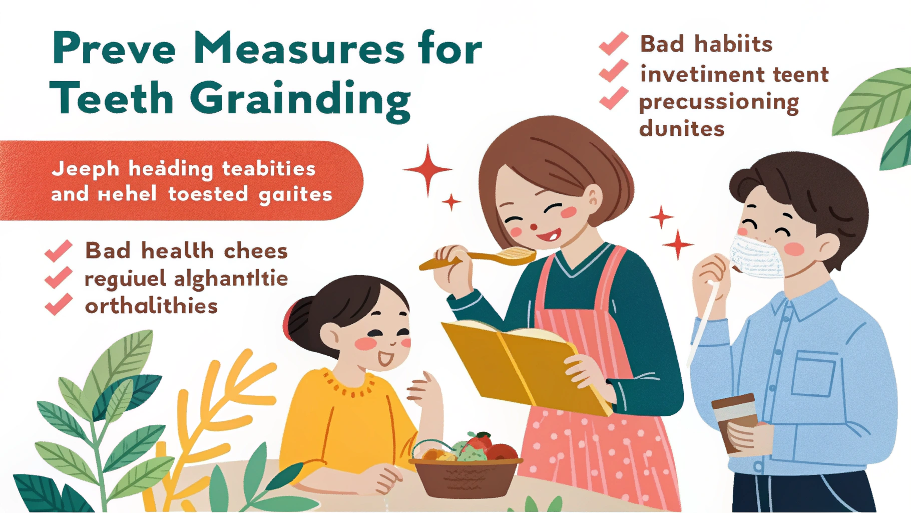 歯ぎしり対策について説明するイラスト